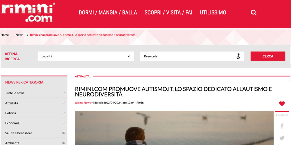 Rimini.com promuove Autismo.it, lo spazio dedicato all'autismo e neurodiversità